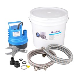 Goseoil Tankless Water Heater Flushing Kit Includes 1/2HP Submersible Utility Water Pump,Two 3/4"GHT x 6' Stainless Steel Color Coded Hoses and 3.5Gallon Pail