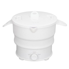 Travel Foldable Electric Pot, 1.2L Folding Electric Cooker Stainless Steel Base Wide Application with Steam Rack for Household (US Plug 110V)