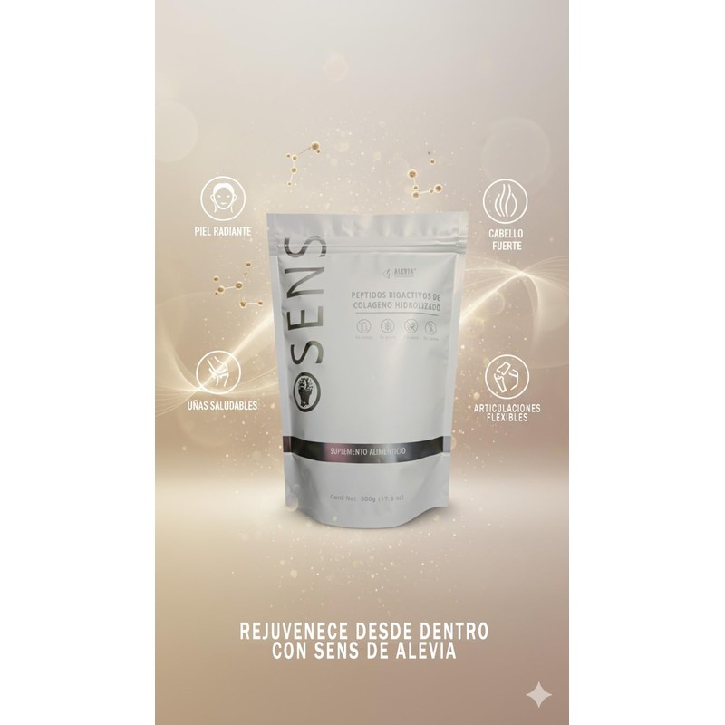 SENS - Péptidos Bioactivos de Colágeno Hidrolizado, 500g, Sin Gluten,