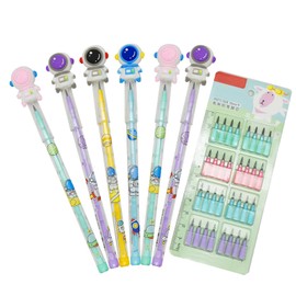 Lopenle 12 Pieces Adorable Astronauts Pencils Novelty Spaceman Stacking Pencils Stackable Pencils With 64 Replacable Refills For School Office Using