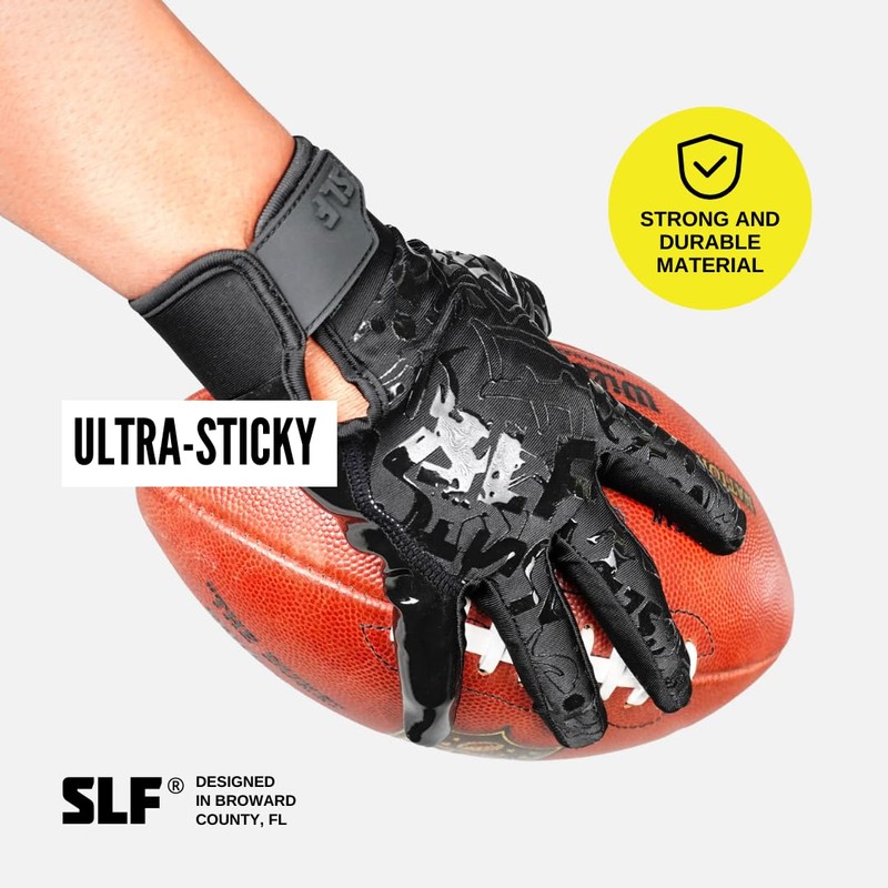 Basic Black Sticky Football Receiver Gloves