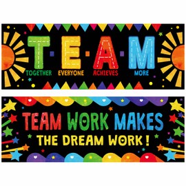 Classroom Banner Poster, 2 PCS Colorful Bulletin Board Decoration Motivational Posters for School & Classroom Kindergarten Preschool Primary Middle High School-Teamwork (Poster Tube Package)