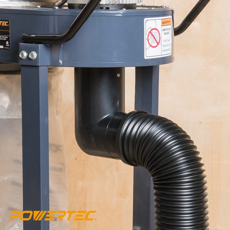 POWERTEC Black 70128 4-Inch Flexible Dust Collection Hose, 4 Inch