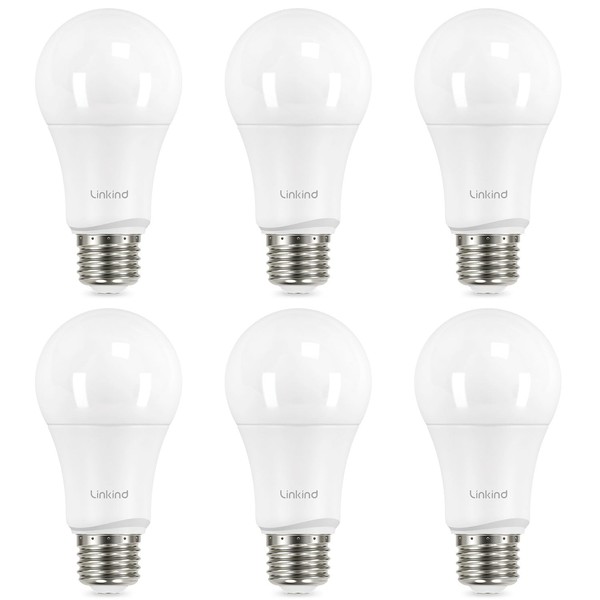 Linkind A19 LED Light Bulbs Dimmable, 100W Equivalent, 2700K Soft White, 15.5W 1600 Lumens 120V Bulbs, E26 Standard Base, UL Listed, Lighting for Bedroom Living Room Home Office,6 Packs