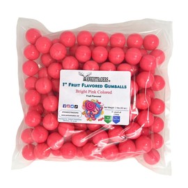 YANKEETRADERS Bright Pink Fruit Flavored Gumballs 1", 2 Pounds Bulk