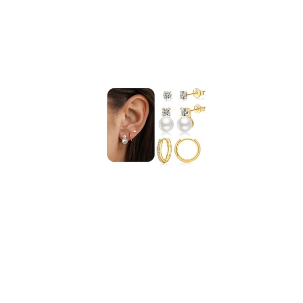 JEMARA Small Gold Hoop Earrings Hypoallergenic 14K Gold Plated Cubic