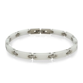 Soul-Cats Timeless design bracelet made of ceramic and stainless steel in black or white for women in a gift box, 19 centimetres, Ceramic