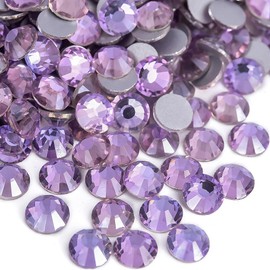 Blinginbox 288 Pieces SS30/6.4-6.6mm Flat Back Crystal Rhinestones Round Gems for Nail Art,Air Violet