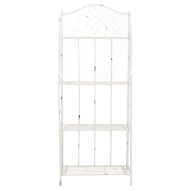 Safavieh PAT5014B Outdoor Collection Amaris Antique White Wrought Iron 4-Tier Bakers Rack