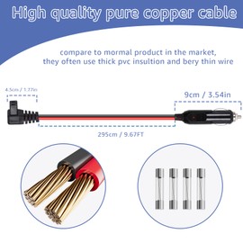 kzfuli 12V/24V Car Refrigerator Power Cord is Compatible with Alpicool, ARB, ICECO, Setpower, COSTWAY, and JoyTatus 12V/24V Portable Car Refrigerators. (Black Red 10FT)
