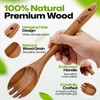 AIUHI Wooden Salad Spoon Fork, 2-in-1 Teak Wood Cooking Utensil,