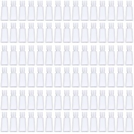 JAPCHET 100 Pack 1oz/ 30ml Empty Bottles with Flip Cap, Plastic Empty Cosmetic Container, Refillable Travel Bottles for Liquid, Lotions, Creams and Toiletries