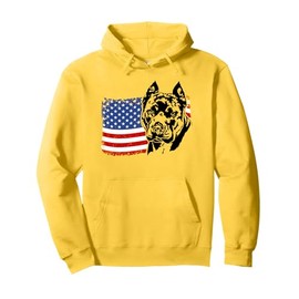 Proud American Pitbull American US Flag Patriotic Dog Pullover Hoodie