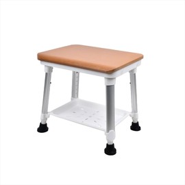 Sangohe Shower Chair for Inside Shower, Shower Chair with Wood Seat Board and Back, Height Adjustable Shower Stool for Elderly and Disabled, 400 lbs Heavy Duty Shower Seat for Seniors, 796D-B