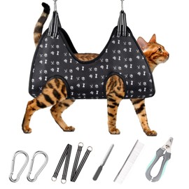 ATESON ATESON Pet Grooming Hammock Harness for Nail Trimming (XS 12lb), Sling Holder Hanger for Nail Clipping with Clippers, File, and Comb