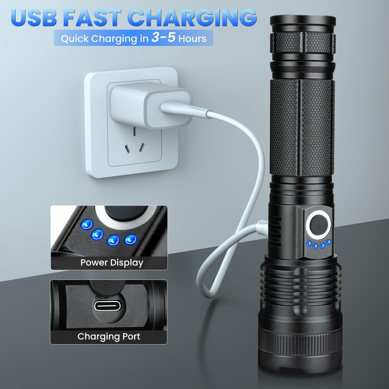 18FTRabbit Rechargeable LED Flashlights High Lumens, 99,000 Lumens Super Bright