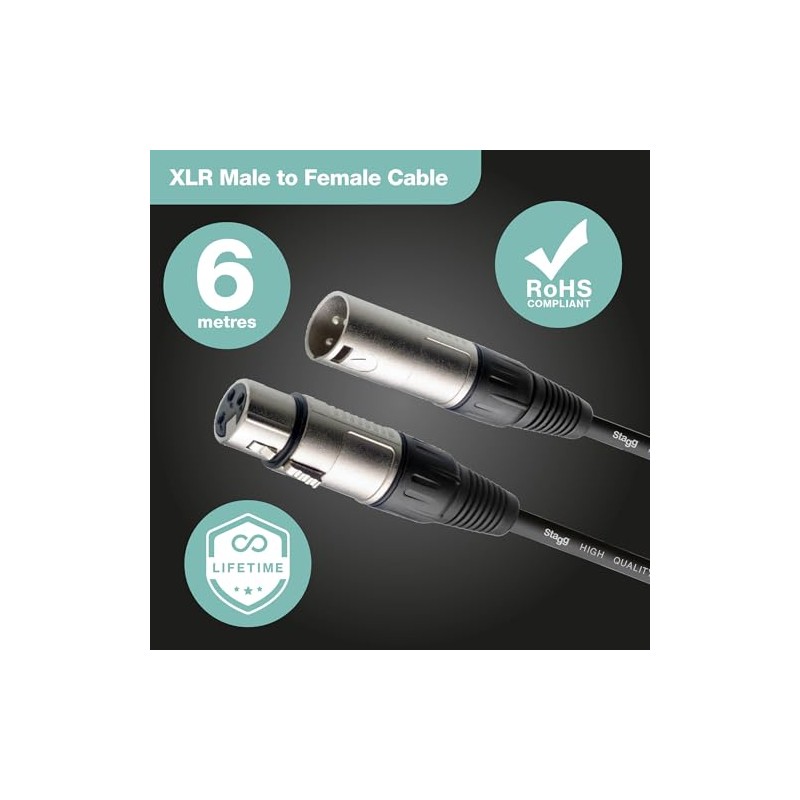 Stagg Cable de micrófono estándar SMC6 de 19.7 ft