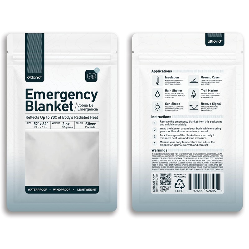 Altland 25 Pack of Emergency Blankets - Bulk Heat Reflective
