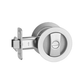Lethato 1 Pack Rround Brushed Nickel Pocket Door Hardware, Pocket Door Lock, Nickel Pocket Door Latch, Contemporary Pocket Door Privacy Lock