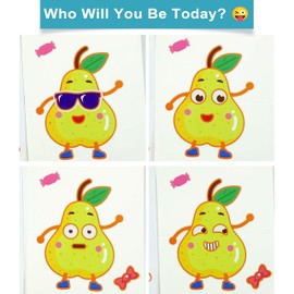 Dvobez 8 Sheets 8.3"x6" Make a Face Stickers for Kids, Make Your Own Stickers for Kids Crafts Party Favors Goodie Bags Stuffers Birthday Supplies - Fruits