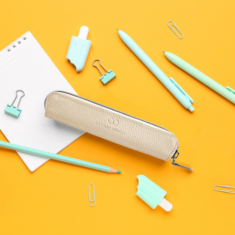 Antony Olivier Real Leather Pencil Case | White Pen Pouch