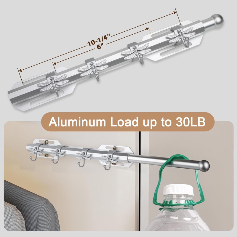 LOMILD 12" Valet Rod for Closet Pull Out with 4