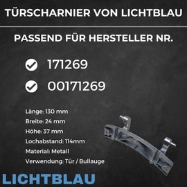 LICHTBLAU Door Hinge Metal Hinge 171269 Window Hinge for Porthole Bosch Siemens Washing Machine 00171269