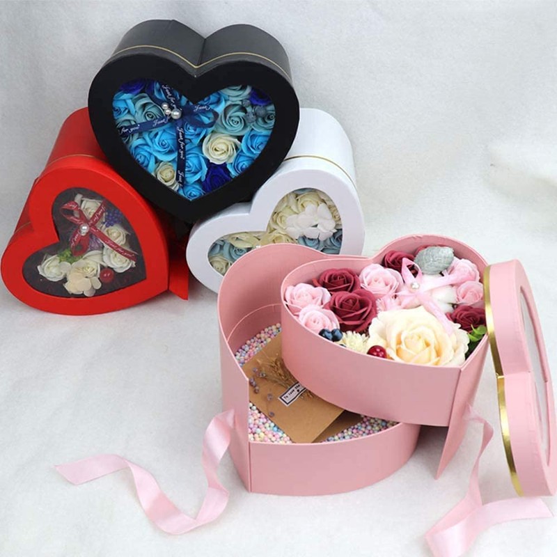 Heart Shape Gift Box, Gift Box with Bow, Heart-Shaped Cardboard