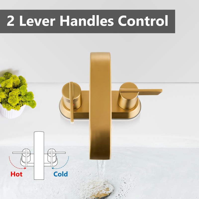 GBBNE Bathroom Faucet 4 Inch Centerset 3 Hole,Double Handle Faucet