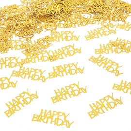 200 pcs Gold Happy Birthday Confetti Gold Table Decorations for Birthday Parties Gold Table Confetti Table Scatter Confetti for Festive Celebrations