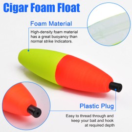 SILANON Peg Floats Fishing Bobbers,Foam Cigar Fishing Floats Bobbers Catfish Floats Slip Fishing Cork Bobbers with Pipe Plug for Catfish Santee Rig Freshwater Saltwater Fishing