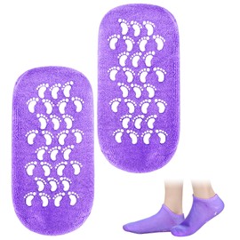 Feuchtigkeitsspendende Socken, Silikon Socken für Damen Gel-Füllung & Jojobaöl, Intensive Pflege Bei Trockenen Füßen, Hautfreundlich & Atmungsaktiv, Universalgröße (Lila)