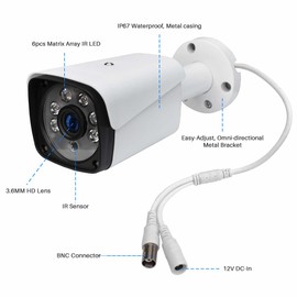 JUSTOP 5MP CCTV Camera Turbo HD 3.6mm Lens Super HD TVI Bullet Security Camera With Metal Housing 40M EXIR Night Vision IP67 Weatherproof 4-in-1 for Outdoor Indoor CCTV Surveillance System