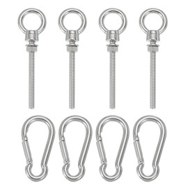 PATIKIL Lifting Eye Bolts M6x60mm, 4 Pcs 316 Stainless Steel Marine Grade Machinery Shoulder Lifting Ring Threaded Eyebolt for Hanging Tie Down Strap, Silver