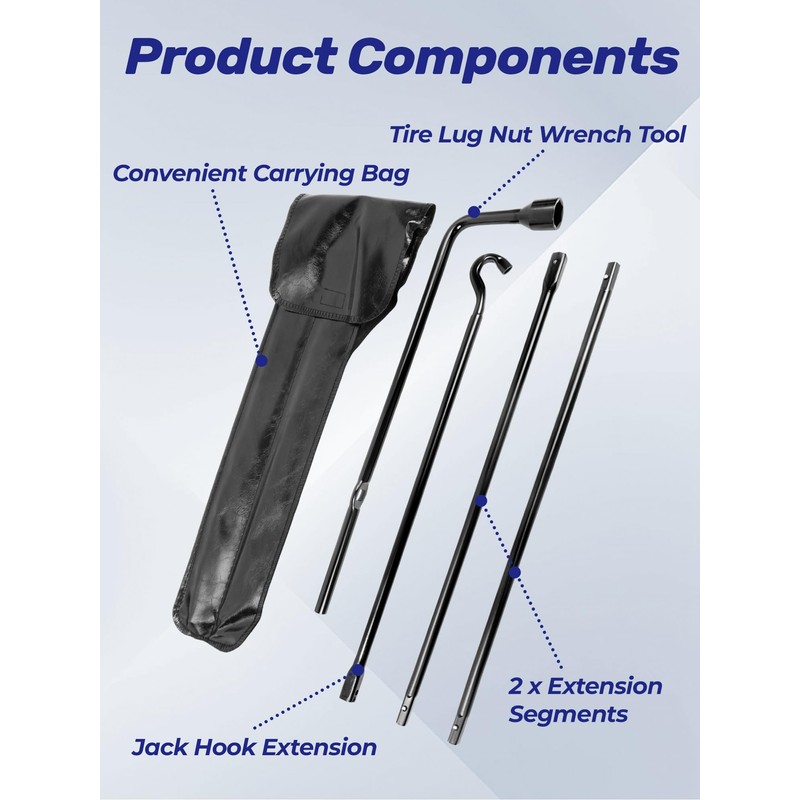 Xongjojo Spare Tire Tool Kit with Tire Jack Handle and