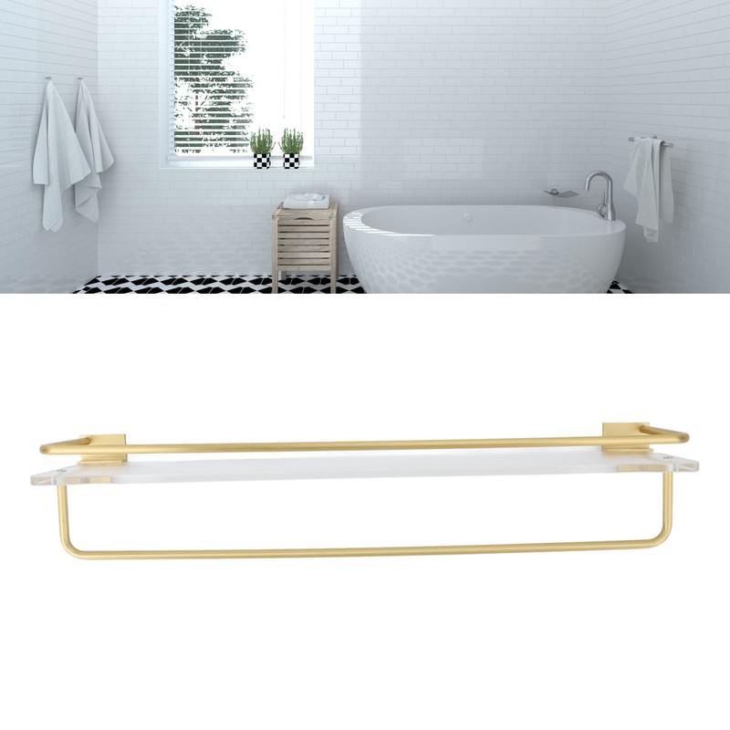 50cm Shower Caddy Wall Mount Shelf with Towel Hanger Acrylic