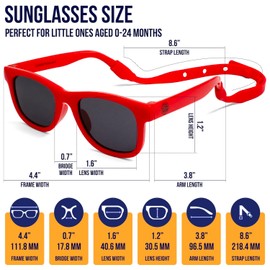 Polarized Baby Sunglasses With Strap - Unbreakable Flexible Infant Sunglasses For Toddlers Newborns 0-24 Months