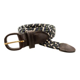 Thomas Bates Miami Braided Elastic Belt (Navy Multi, L (38-40))