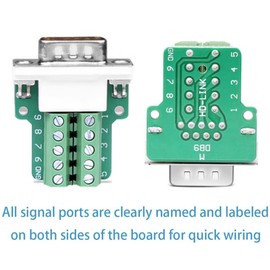 PENGLIN 2PCS DB9 Solderless Adapter RS232 D-SUB Serial to 9-pin Port Terminal Breakout Board Connector with Case Long Bolts Tail Pipe (2PCS Male)