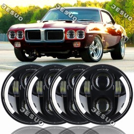 JESUO 4pcs 5 3/4" 5.75 LED Headlights HI/LO Beam for Pontiac GTO Grand Prix Firebird