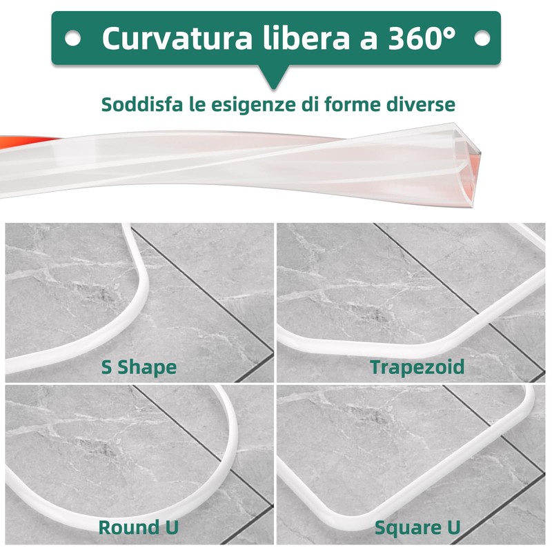 Quarter Circle Shower Barrier Water Stopper (1m, Clear Triangles)