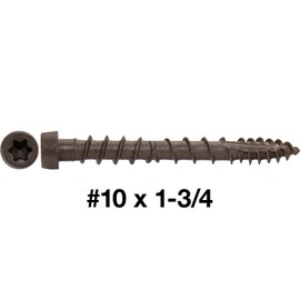 10 x 1-3/4" Latte Composite Decking Screws. Exterior Coated, Pressure Treated and ACQ Lumber Compatible. Use T20 Torx/Star Dive Bit (1 Pound ~159 Screws)