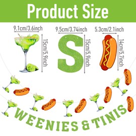 Weenies and Tinies Party Hot Dog Banner Decor, Hot Dog Martini Bar Party Decorations, Martini Themed Bachelorette Parties Decorations Banner Supplies - Green & Red