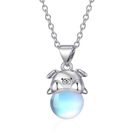 TALYKONG Pig Moonstone Necklace for Women Cute Animals Pendant Christmas Jewelry Gifts for Women Birthday (pig)