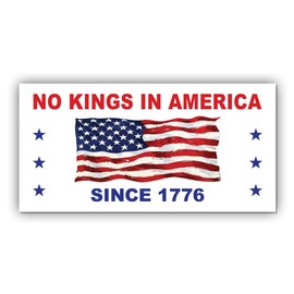 Magnet Sticker No Kings in America Since 1776 Magnetic Classic Subtle Leftist Social Justice Human Rights Democrat White Magnet for Bumper, Refrigerator, Cruise Door, Car, Truck 7.5x3.75in