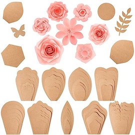 Harloon 60 Pcs Large Paper Flower Template Kit DIY Paper Flowers Decorations for Wall Flower Petal Stencil, 9 Types of Flowers for Wedding Birthday party Photography Backdrop