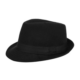 Men Fedora Trilby Hat Classic Fedora Hat Panama Hat Short Brim Jazz Cap Vintage Roll-up Gentleman Hat Bowler Hat Gangster Party Hat for Men Women, Black