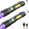 COSOOS 2 Pack UV Flashlight Black Lights, USB Rechargeable UV