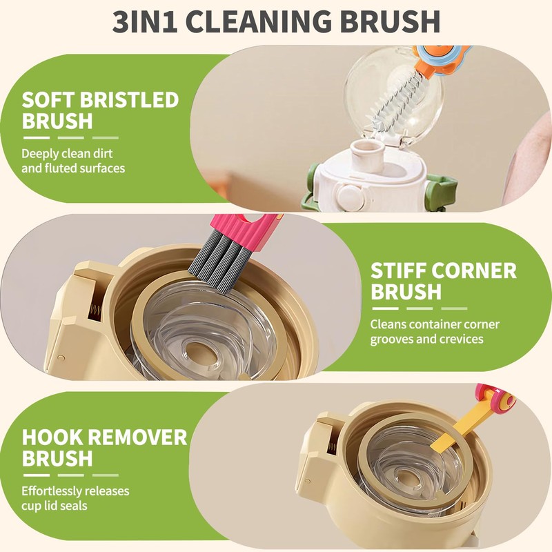 3 in 1 Cup Lid Gap Cleaning Brush Set, 3PCS