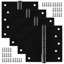 5 Inch Stainless Steel Door Hinges, Heavy Duty Commercial Door Hinges Ball Bearing Hinges for Exterior & Interior Doors, 5" (127mm) x 5" (127mm) Door Hinge with Square Corners, 4 Pack - Black